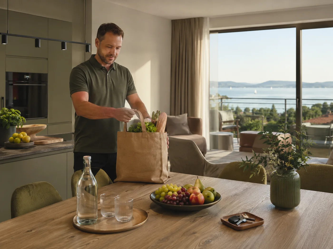 BalatonCare Home Concierge bevásárlást készít elő egy balatoni otthonban