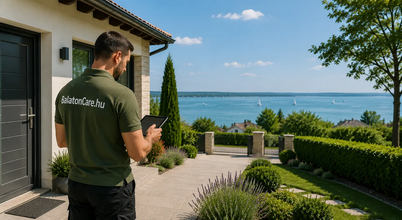 BalatonCare munkatárs balatoni ingatlan helyszíni ellenőrzése közben